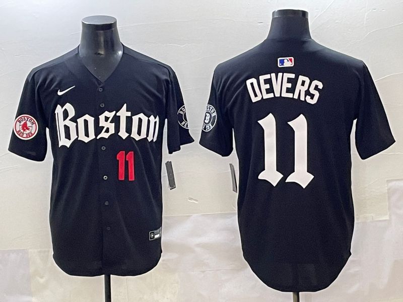 Men 2025 Boston Red Sox #11 Devers Black Five generations Joint Name Nike MLB Jersey style 10->boston red sox->MLB Jersey